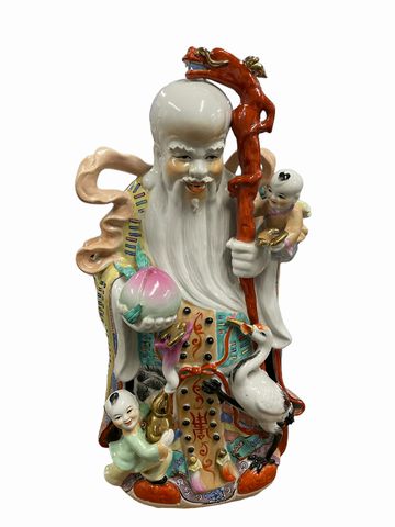 Porcelain statue of Shou-Lao, 20"H