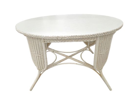 Vintage White Wicker Oval Table 28"h x 42'l x 27'w