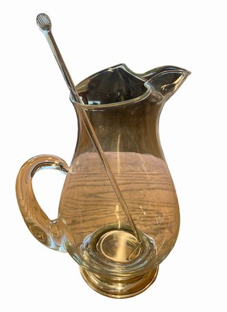 Crystal martini pitcher w/ stirrer on sterling base, 10.5" h