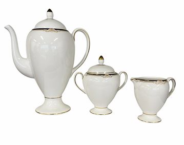 Wedgwood "Cavendish" coffee pot (10.25" h) w/ sugar (6" h) & creamer (4" h)