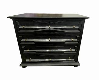 Gabby Hazel Black Painted & Acrylic Handled Chest of Drawers, H. 36.5 in.