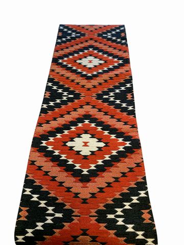 Jacq Geometric Red Table Runner 72" x 13"