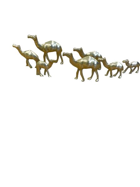 Set x7 Brass Miniature Camels 2"x3"