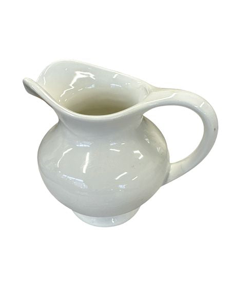 Italian White Ceramic Pitcher, 6.5"h