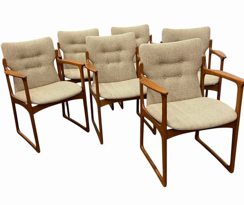 6 MCM Danish Vamdrup StolefabriK Teak Armchairs, H. 33 in. x W. 24 in. x 19.5 in
