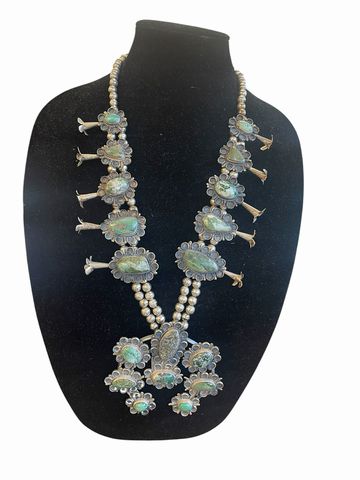 Vintage American Indian Sterling Silver Squash Blossom Necklace