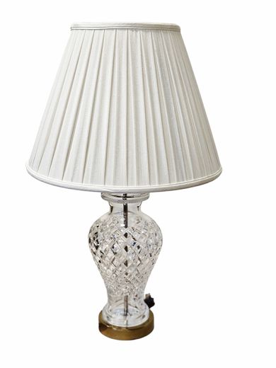 Pair Waterford Style Crystal Ginger Jar Form Table Lamps 26"h x 16'dia