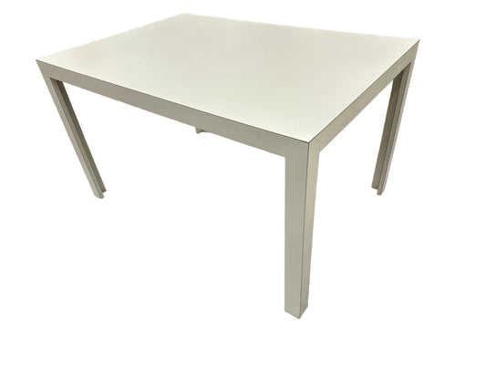 Vintage white laminate Parsons table, 72x13.75x32" h
