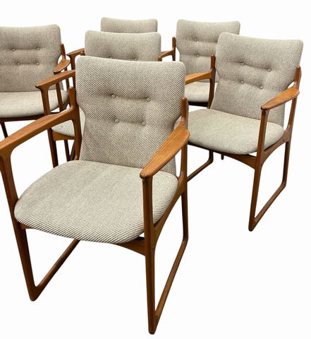 6 MCM Danish Vamdrup StolefabriK Teak Armchairs, H. 33 in. x W. 24 in. x 19.5 in