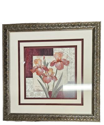 Floral Print of Iris, Framed 23.5"SQ.