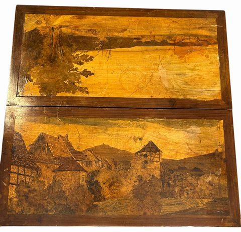 Charles Spindler Marquetry Game Table, ca. 1900, H. 31 in. x W. 24 closed
