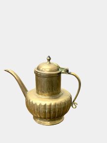 Brass Teapot w/Etched Design Pakistan 7.5" x 9"