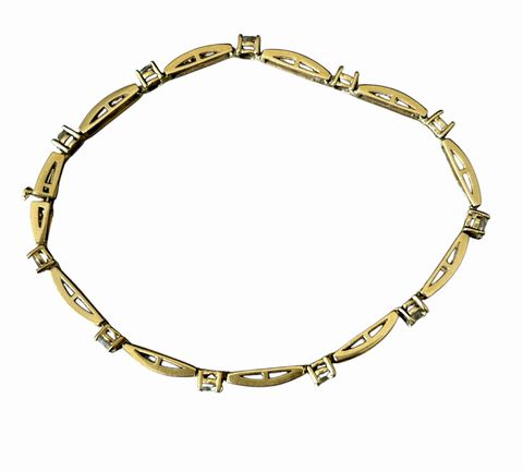 14k(Tested)Mexican Yellow Gold and CZ Tennis Bracelet, 7.5 in., 8.9 g