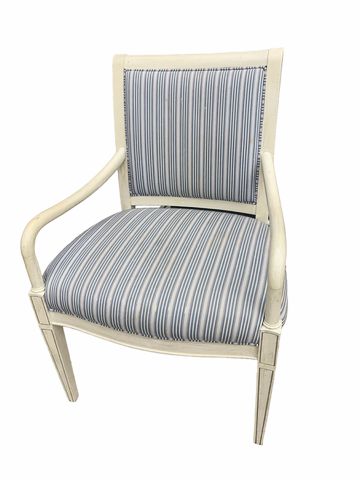 Blue stripe armchair, 25.25x20x36" h