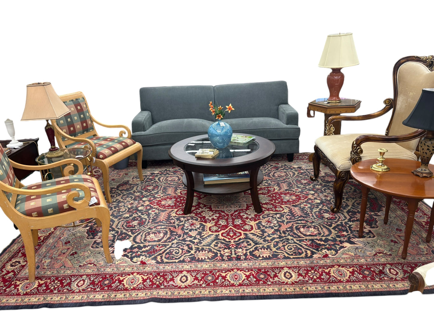 Blue/red handmade 100% wool Oriental carpet, 8'3"x11'6"