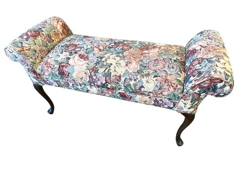 Floral Fabric Bench, 26.5x11x23"
