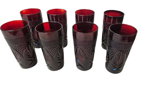 8 Ruby Red Tumblers Crystal d'Arque