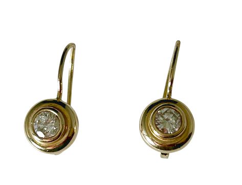 Pair 14k Yellow Gold & White Sapphire Stud Earrings, 2.6 g