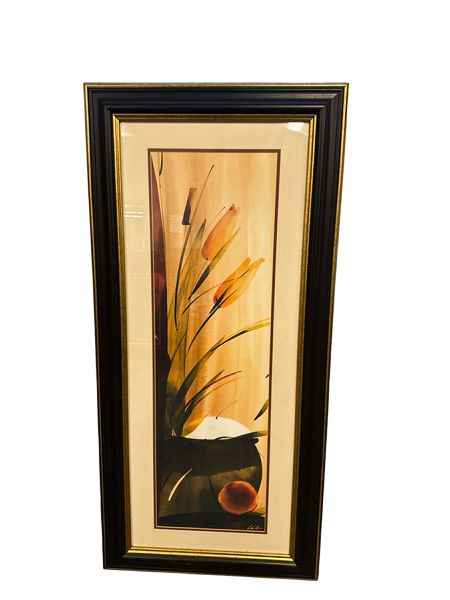 Tall Slender Floral Print, 45.5x21.5" (yellow, brown)