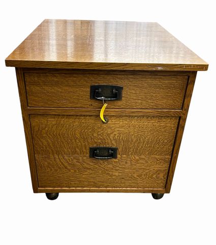 Stickley Oak Mission Collection Rolling File Cabinet, H. 22 in. x W. 21.5 in.