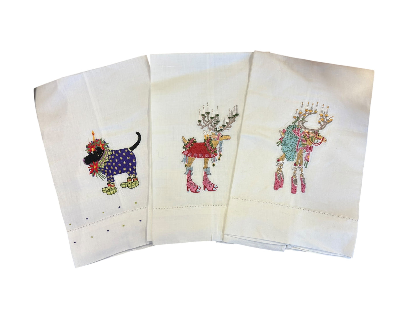 Set of 3 MacKenzie-Childs holiday tea towels