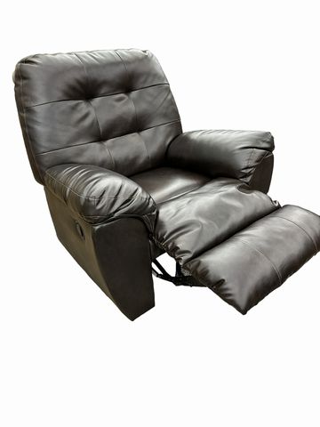 Faux leather recliner, dk brown, 36x36x40