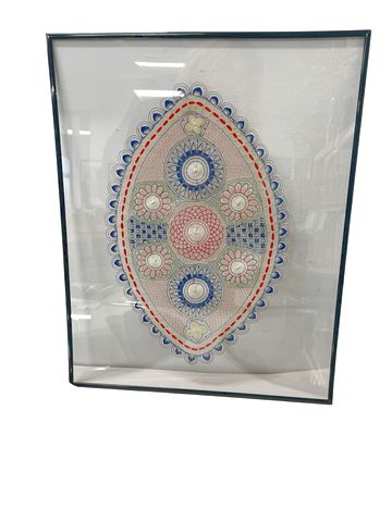 Framed Vintage Handmade Paraguayan Lace 16x20"