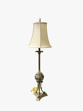Brass w Marble Console Lamp 34x16"