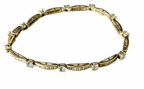 14k(Tested)Mexican Yellow Gold and CZ Tennis Bracelet, 7.5 in., 8.9 g