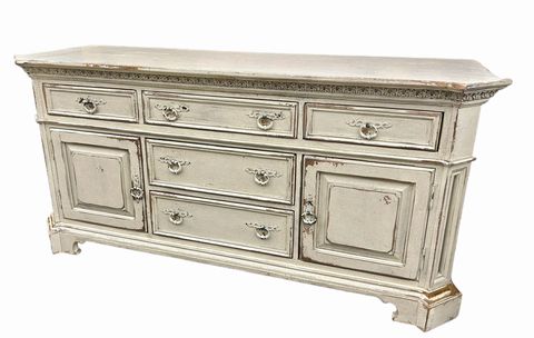 Continental Style Painted Credenza, H. 33 in. x W. 70.5 in. x 23.25 in.