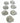 Set of 7 small glass clamshell dishes, 5" l x 4" w