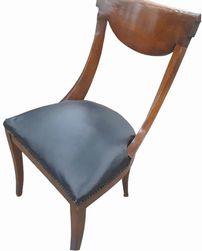Chair, Curved Back Wood Base, Black Seat
