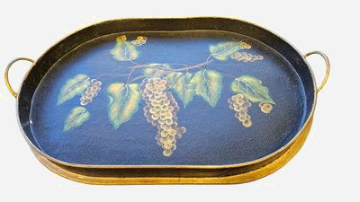 Painted Grapes Metal Tray 14'Wx21"L