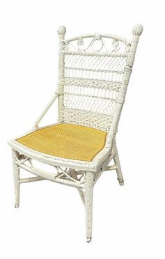 Vintage wicker child's chair w/ open box weaving caned seat, 18" w x 15" d x 30"