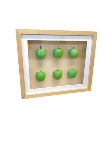 3D Shadow Box Sculpted Apples Wall Hanging 11x13x3"