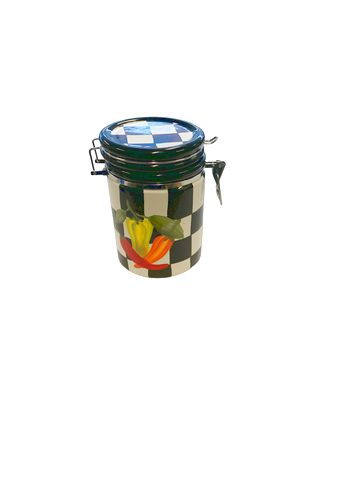 Checkered Canister w/Veggie Motif 8" x 6"