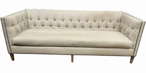 Contemporary Tufted & Nailhead Upholstered Sofa, H. 33 in. x L. 93 in.