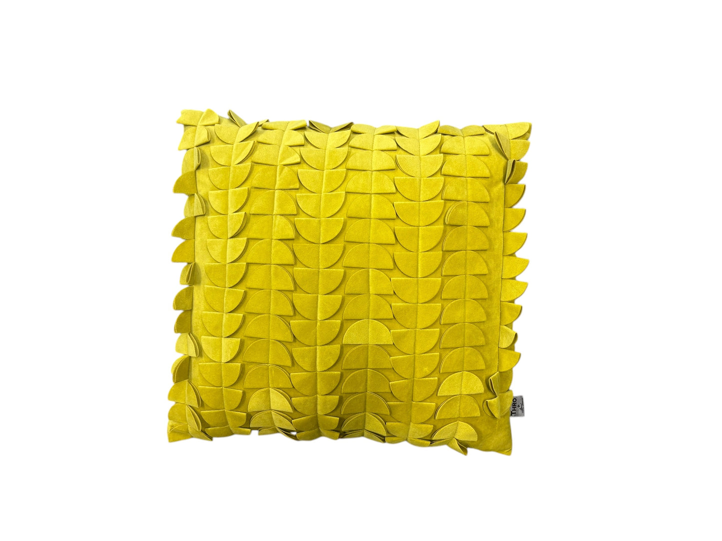 Chartreuse pillow w/ half-moon details, 18" x 18"