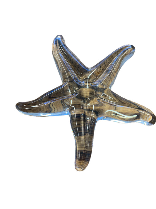 Signed Baccarat crystal starfish paperweight, 5" diam.