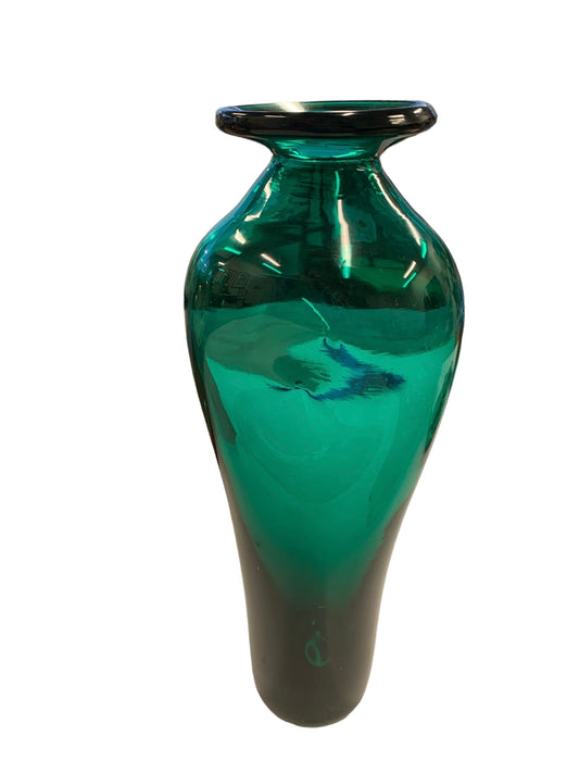 Green Blenko glass vase, 10.25" h