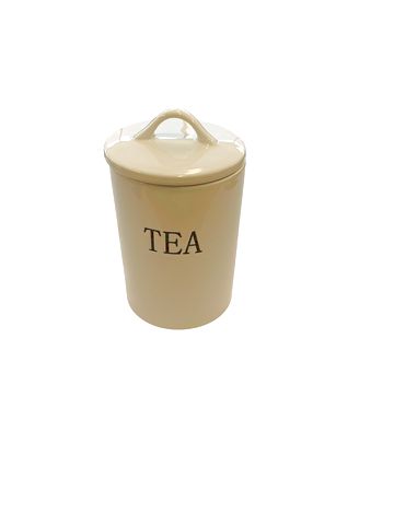 Black & White Ceramic Tea Canister w/Lid 10" x 6"