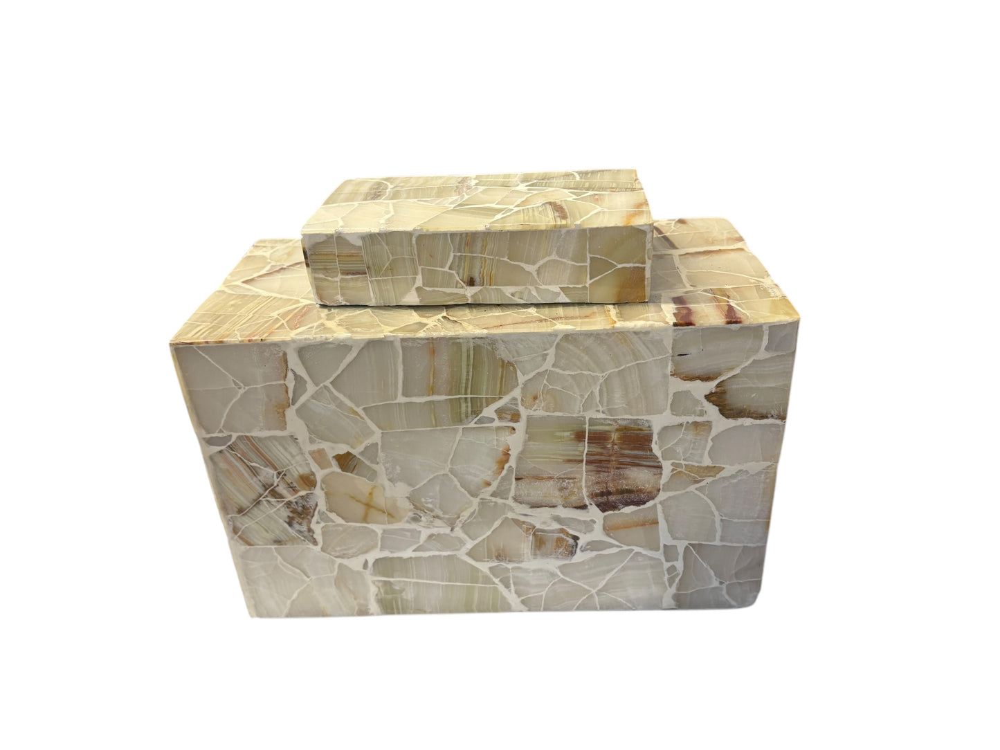 Drexel Heritage faux marble box w/ lid, 8.5" h x 11" w x 5.5" d