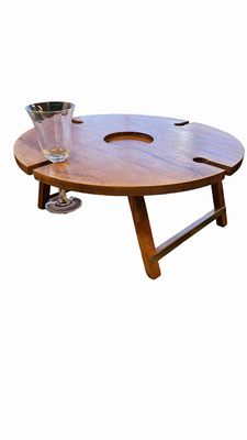 Wine and Cheese to go Folding Table, Flat to 7"x 17"D