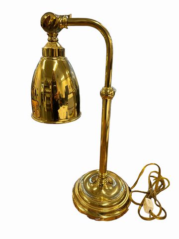 Adjustable brass desk lamp, 18"H