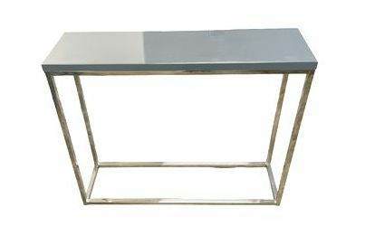 Blue Gray Console Table w/ Chrome Base 35" x 9" x 30"