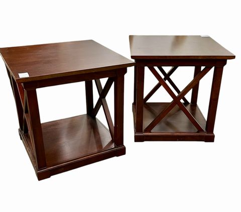 Pair Restoration Hardware Side Tables, H. 24 in. x 24 in. x 24 in.