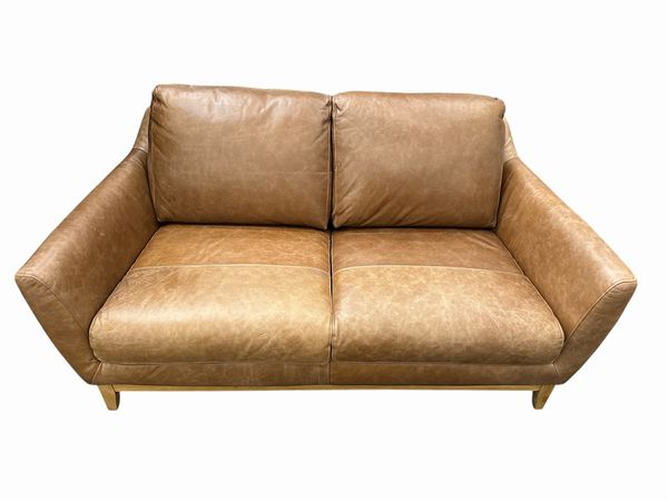 Baker Stationary Modern Leather Loveseat (Tan, 65x34x36")