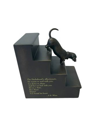 Levenger dachshund bookend w/ E.B. White quote, 6x5x6