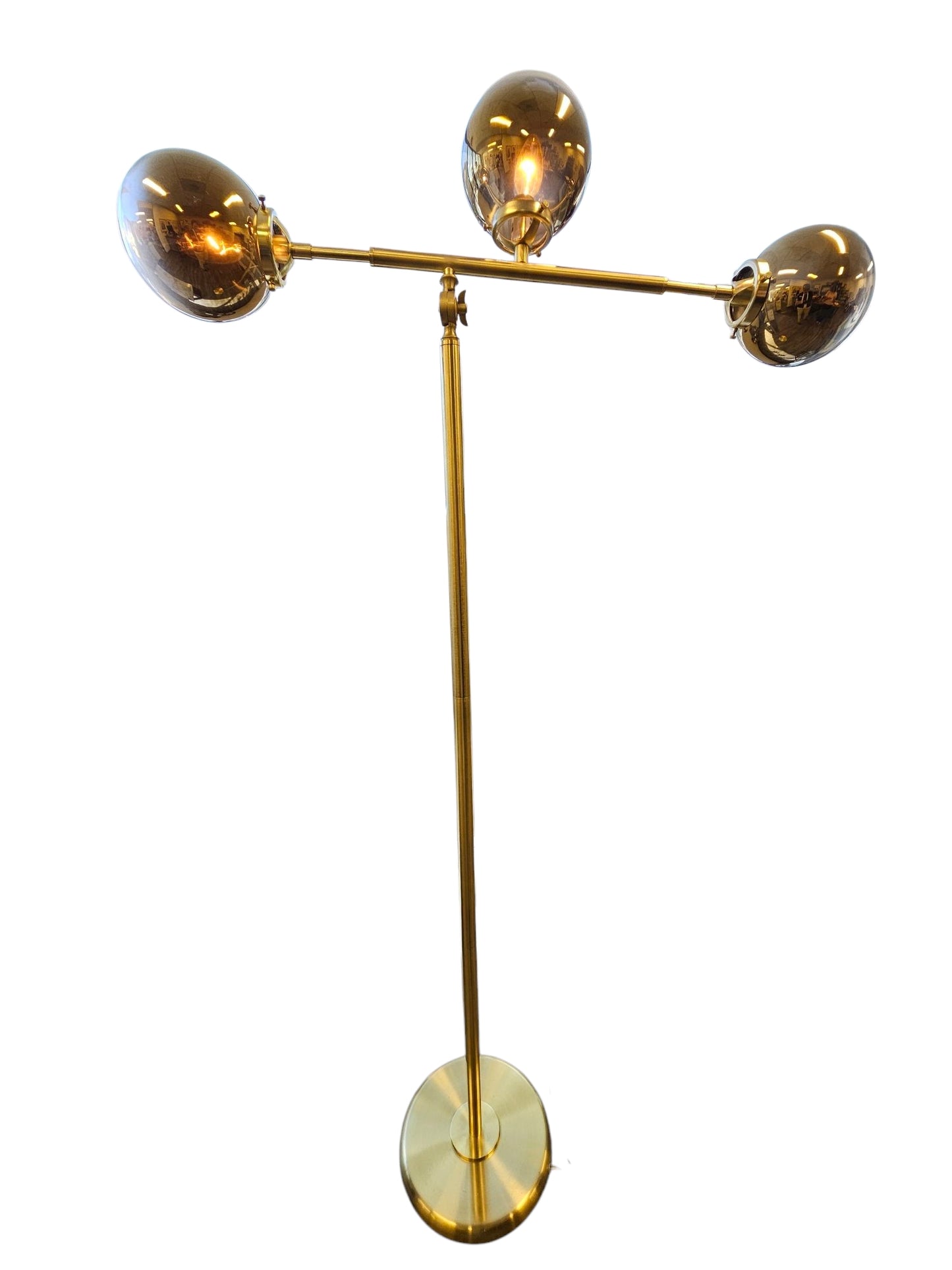 Contemporary Brasstone Floor Lamp w 3 Globes 63h x 31w