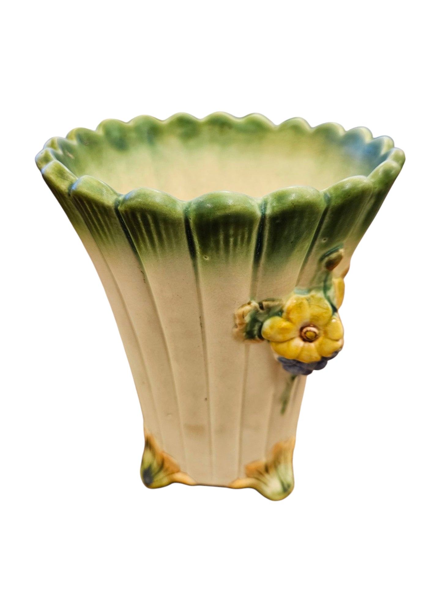1020s Weller Ware"Florenzo" Florals Vase 7.5"h x 6"dia as is